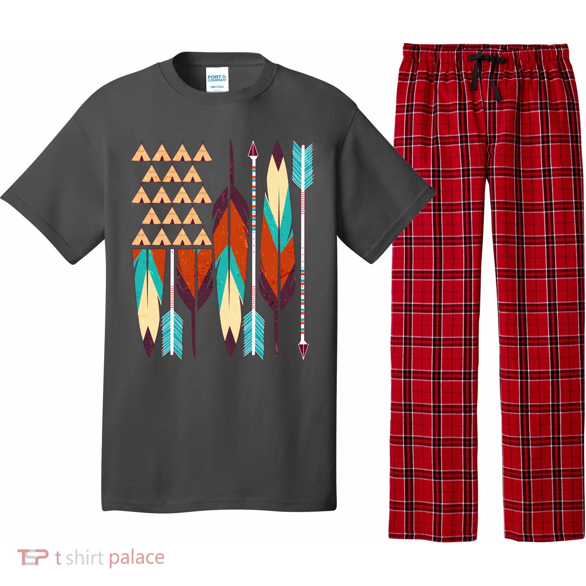 Native American Flag Feathers and Arrows Pajama Set