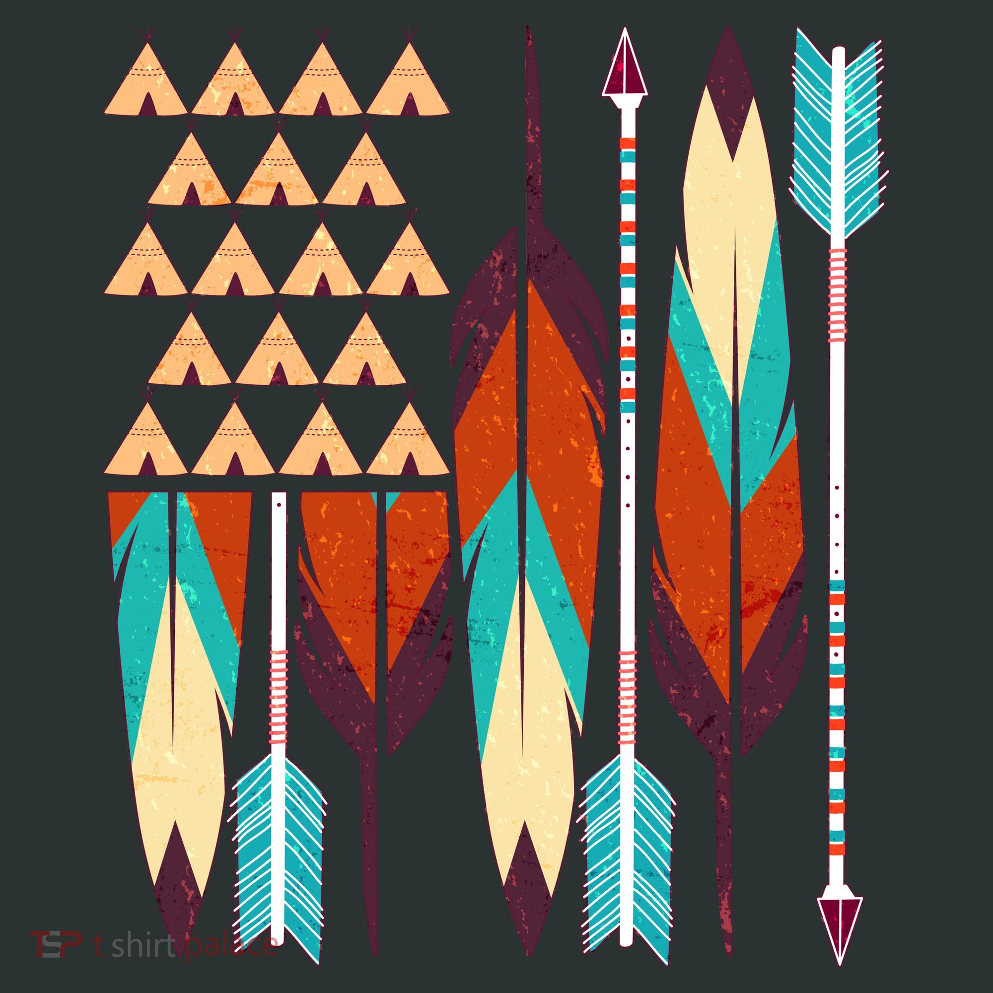 Native American Flag Feathers and Arrows Pajama Set