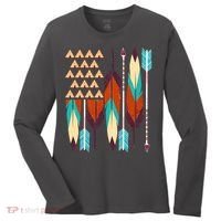 Native American Flag Feathers and Arrows Women's Long Sleeve Shirt thumb 0