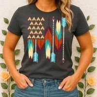 Native American Flag Feathers and Arrows Women's T-Shirt thumb 2