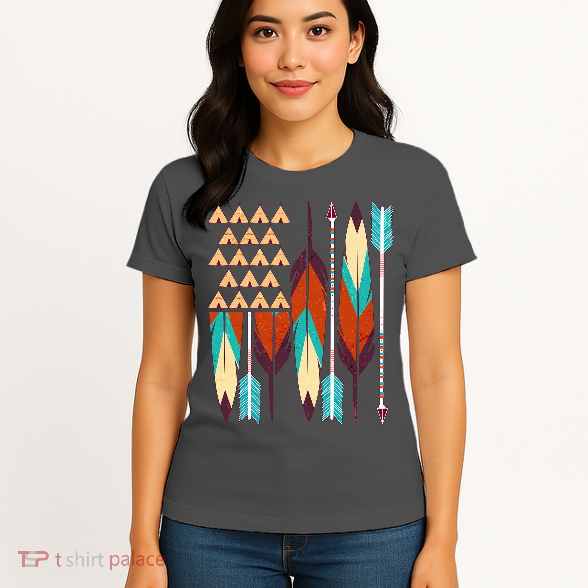 Native American Flag Feathers and Arrows Women's T-Shirt