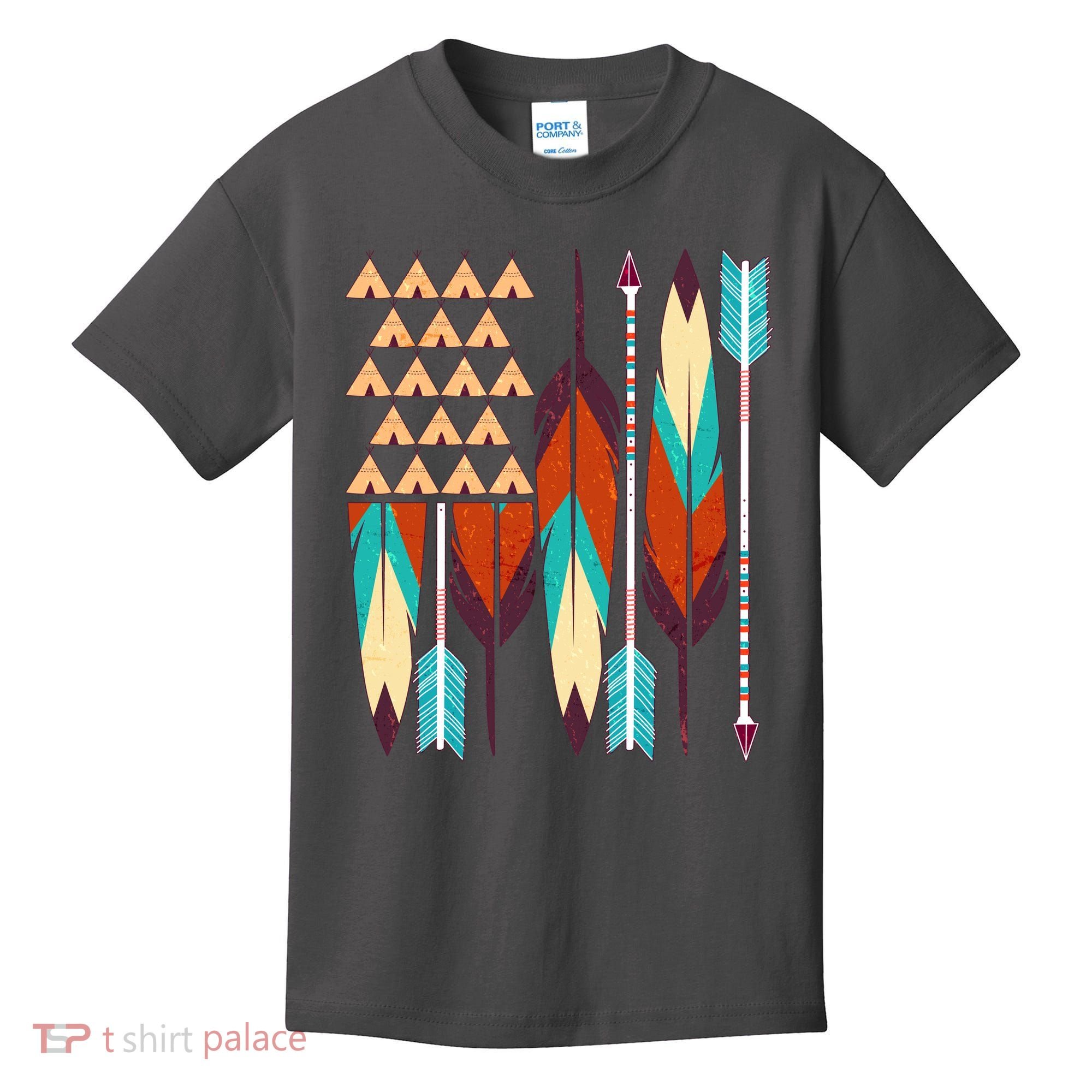 Native American Flag Feathers and Arrows Kids T-Shirt