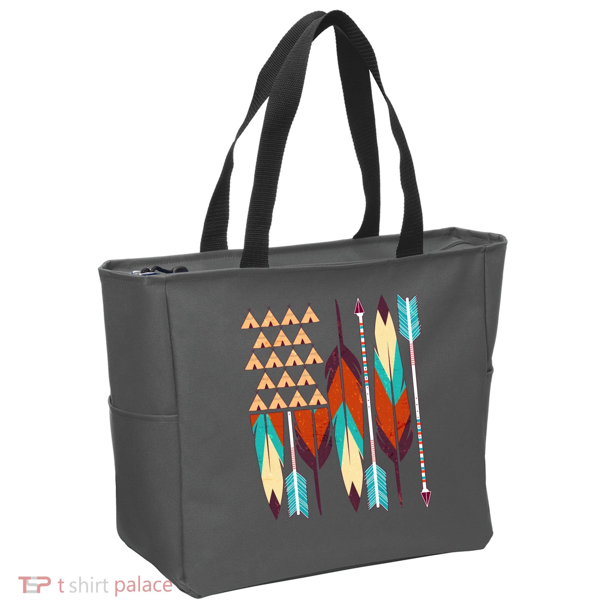 Native American Flag Feathers and Arrows Tote Bag