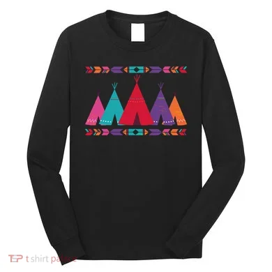 Native American Teepee Pattern Long Sleeve Shirt