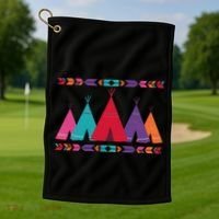 Native American Teepee Pattern Golf Towel thumb 1