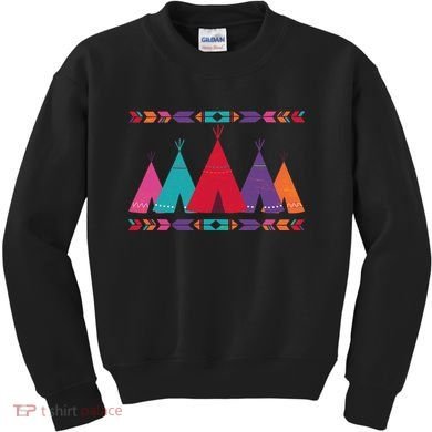Native American Teepee Pattern Kids Sweatshirt