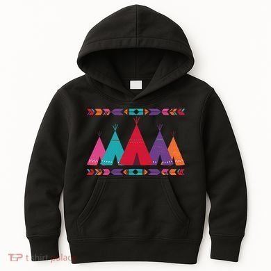 Native American Teepee Pattern Kids Hoodie