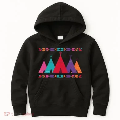 Native American Teepee Pattern Kids Hoodie