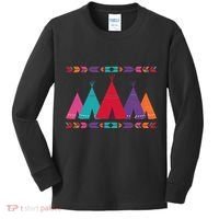 Native American Teepee Pattern Kids Long Sleeve Shirt thumb 0