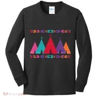 Native American Teepee Pattern Kids Long Sleeve Shirt thumb 0