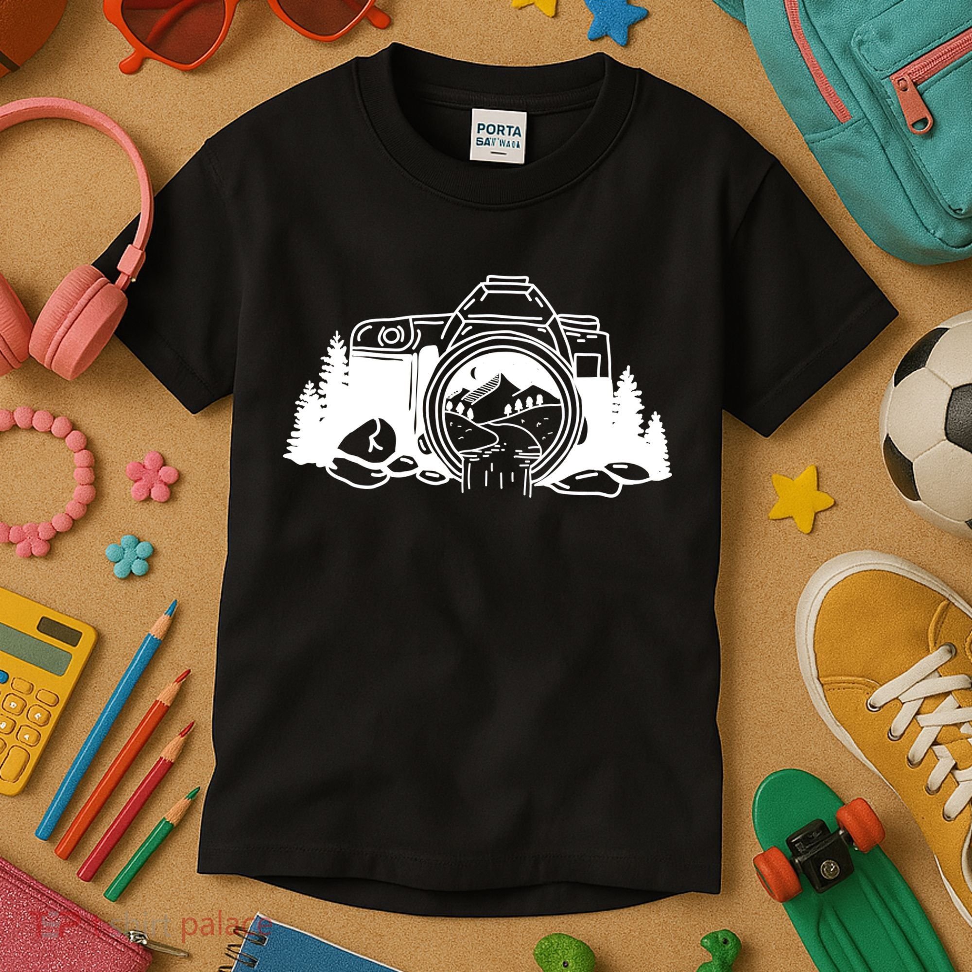 Nature Camera Waterfall Kids T-Shirt