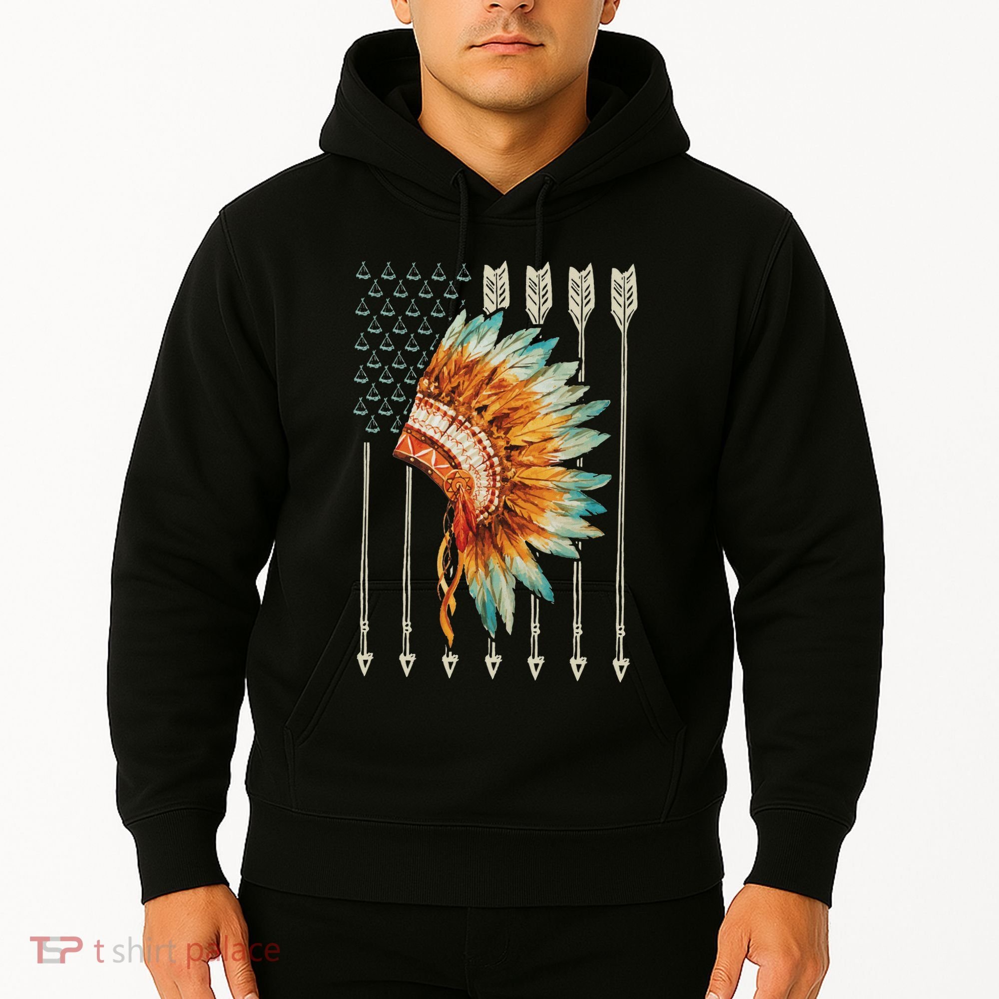 Native American Usa Flag Hoodie