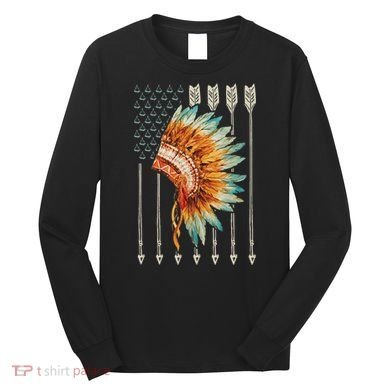 Native American Usa Flag Long Sleeve Shirt