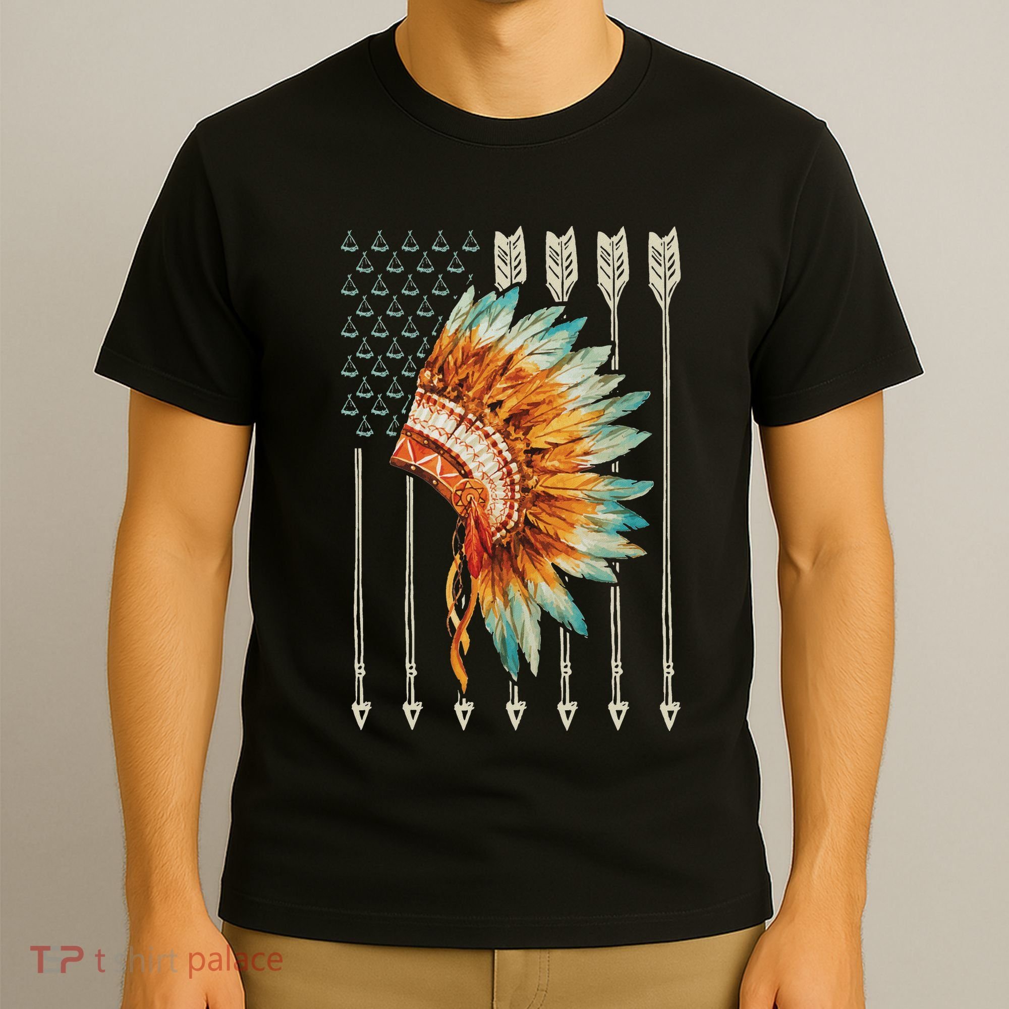 Native American Usa Flag T-Shirt