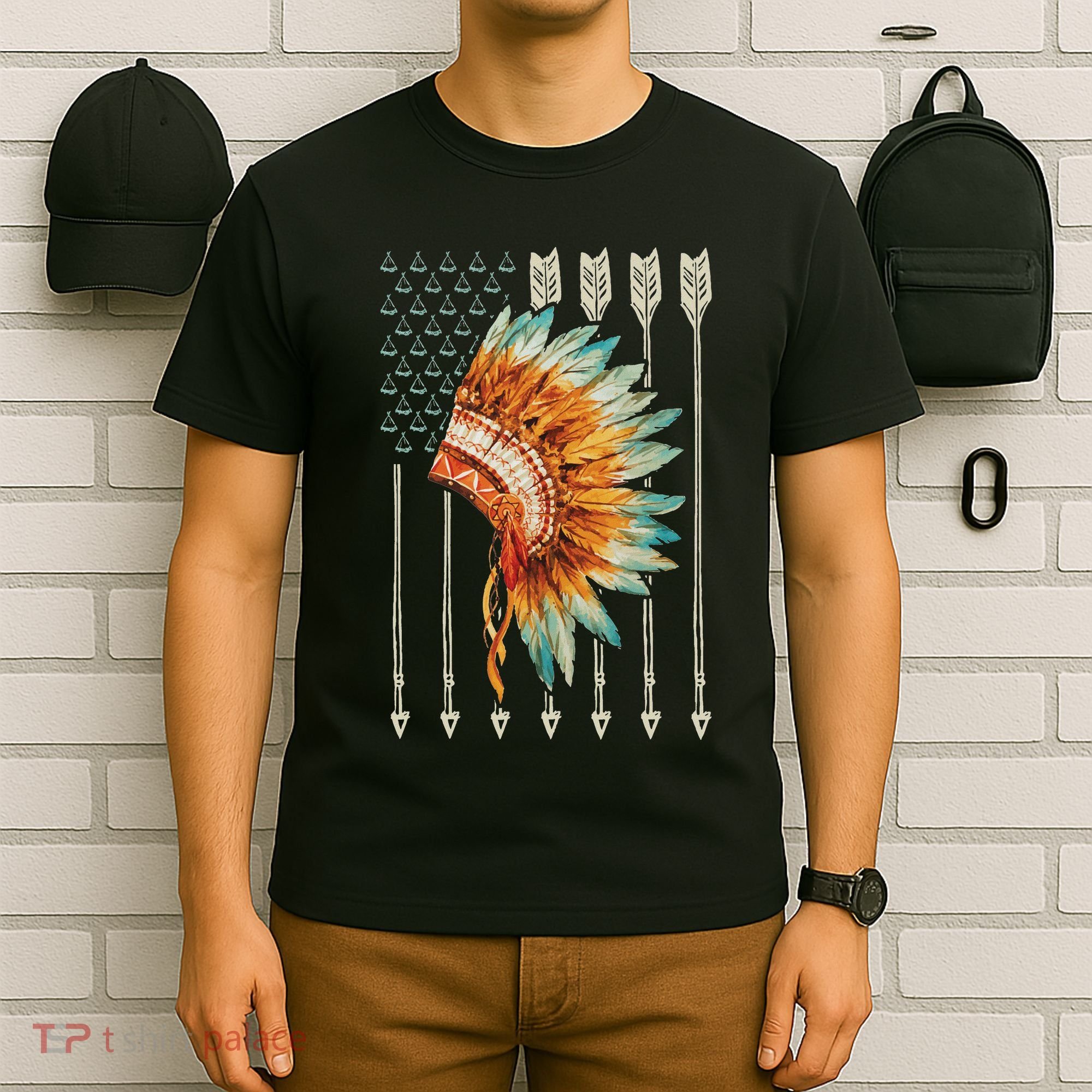 Native American Usa Flag T-Shirt