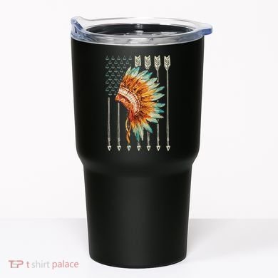 Native American Usa Flag Tumbler