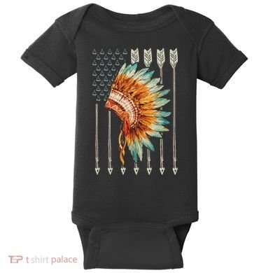 Native American Usa Flag Baby Bodysuit