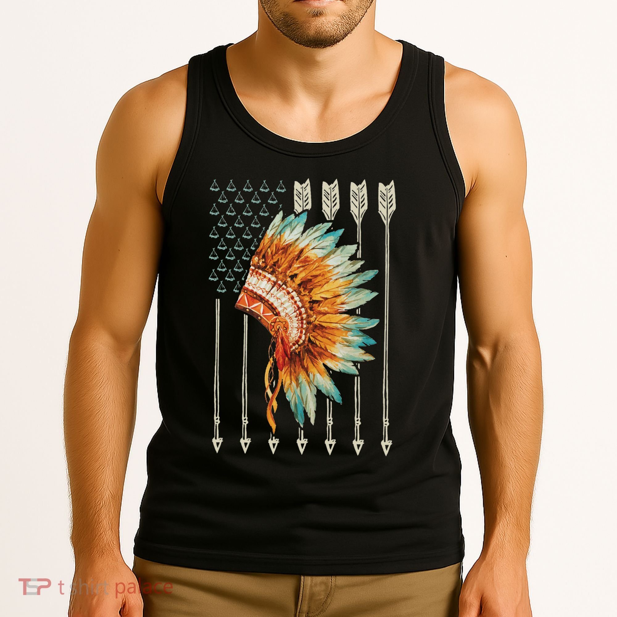 Native American Usa Flag Tank Top
