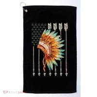 Native American Usa Flag Golf Towel thumb 0