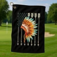 Native American Usa Flag Golf Towel thumb 1