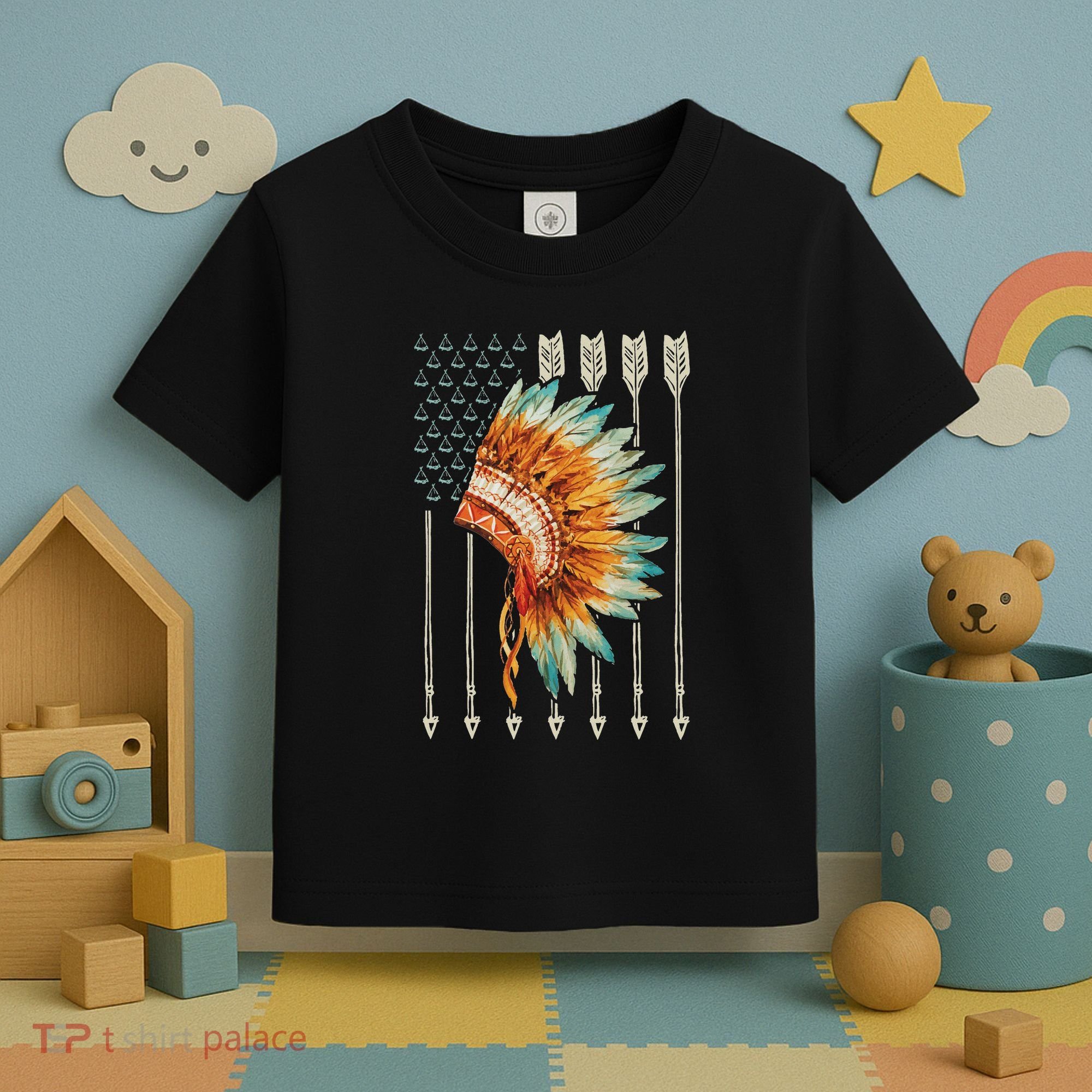 Native American Usa Flag Toddler T-Shirt