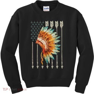 Native American Usa Flag Kids Sweatshirt