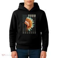 Native American Usa Flag Kids Hoodie thumb 4