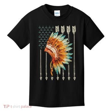 Native American Usa Flag Kids T-Shirt