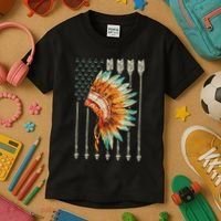 Native American Usa Flag Kids T-Shirt thumb 3