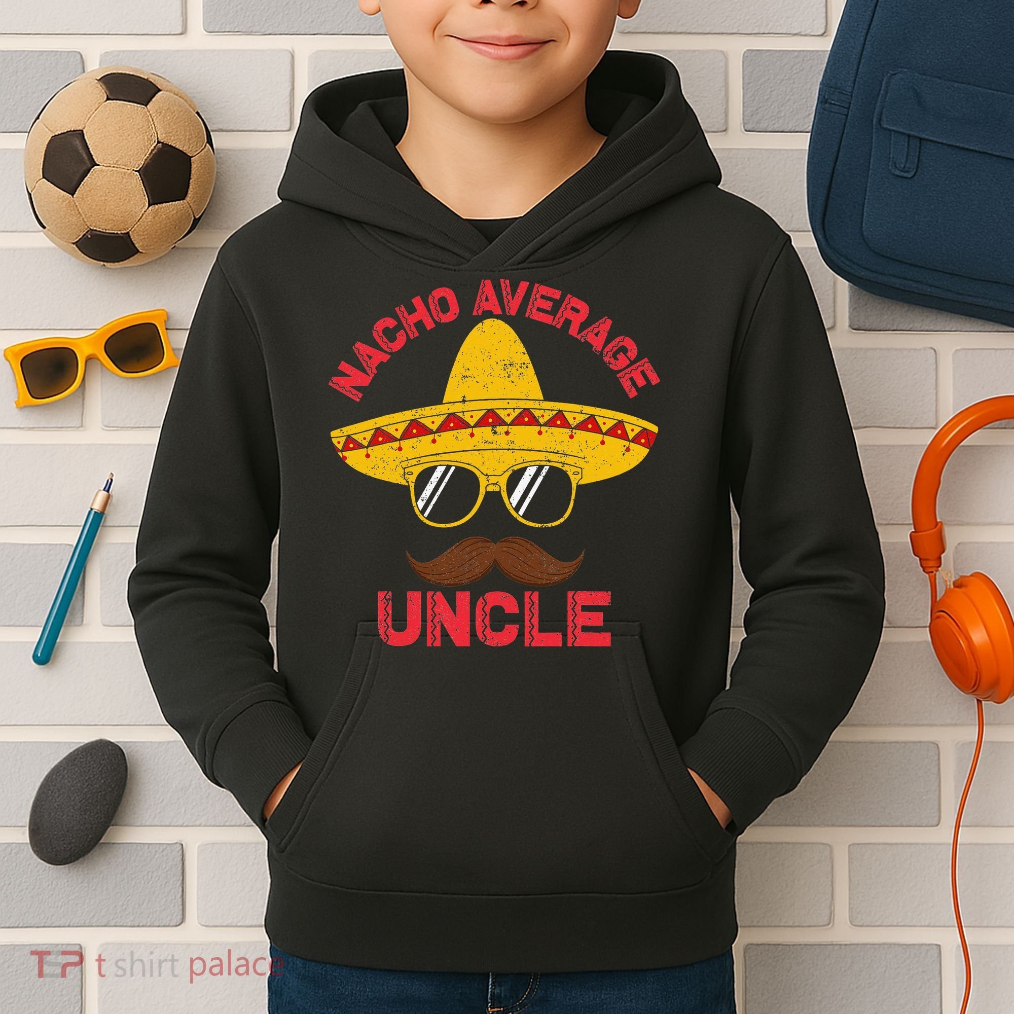 Nacho Average Uncle Cinco De Mayo Funny Mexican Sombrero Kids Hoodie