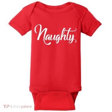 Naughty Christmas Couples Naughty and Nice Baby Bodysuit