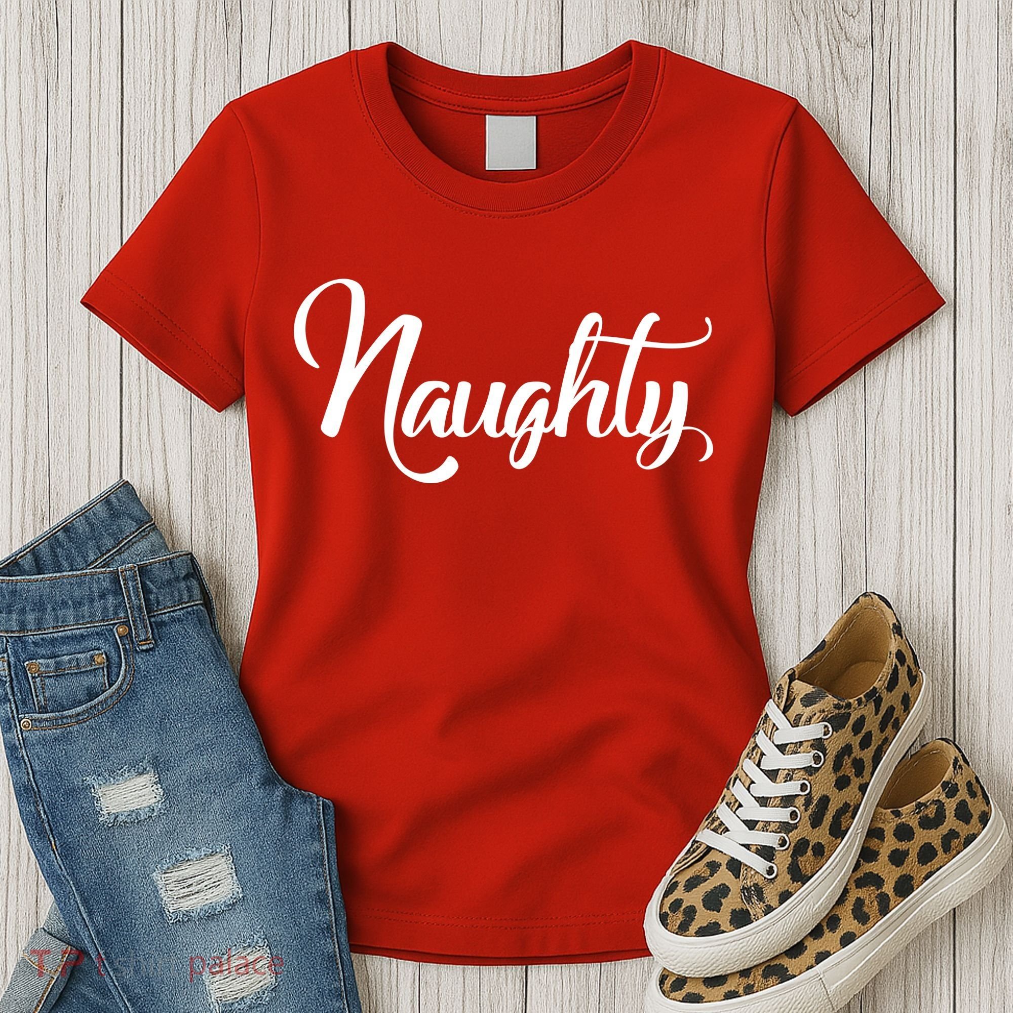 Naughty Christmas Couples Naughty and Nice Women's T-Shirt