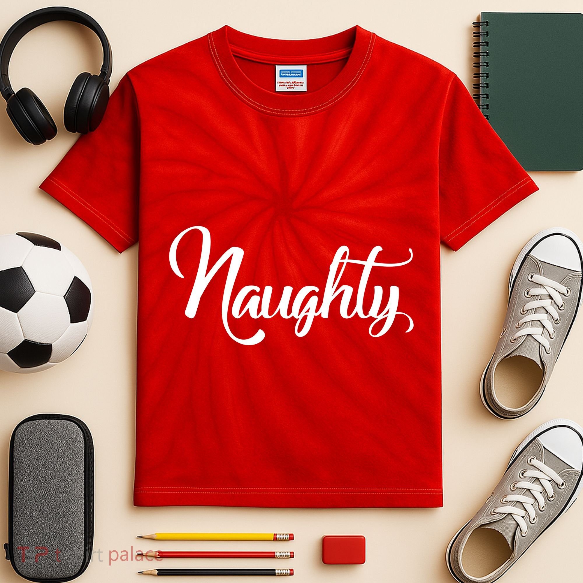 Naughty Christmas Couples Naughty and Nice Kids Tie-Dye T-Shirt