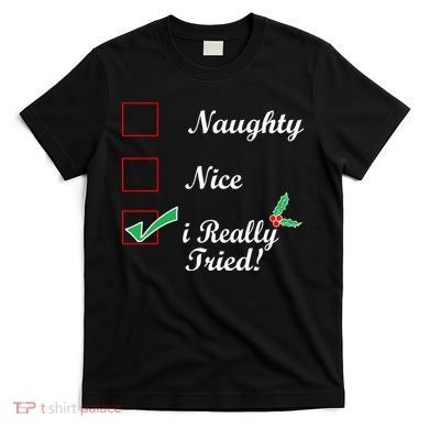 Naughty Nice I Really Tried Checklist T-Shirt