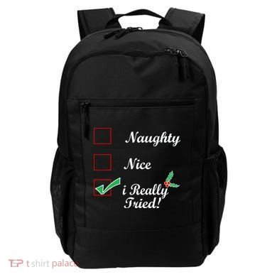 Naughty Nice I Really Tried Checklist Backpack