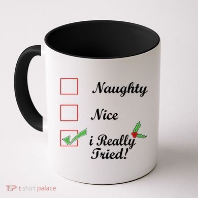 Naughty Nice I Really Tried Checklist Coffee Mug