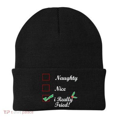 Naughty Nice I Really Tried Checklist Beanie