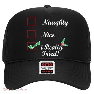 Naughty Nice I Really Tried Checklist Hat