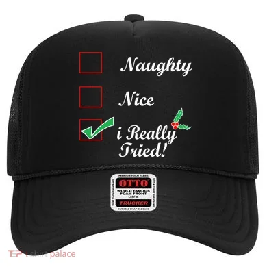 Naughty Nice I Really Tried Checklist Hat
