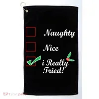 Naughty Nice I Really Tried Checklist Golf Towel thumb 0
