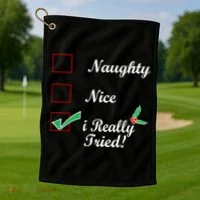 Naughty Nice I Really Tried Checklist Golf Towel thumb 1
