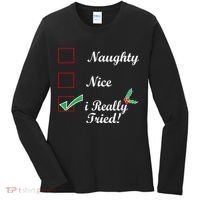 Naughty Nice I Really Tried Checklist Women's Long Sleeve Shirt thumb 0