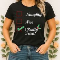 Naughty Nice I Really Tried Checklist Women's T-Shirt thumb 2