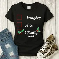 Naughty Nice I Really Tried Checklist Women's T-Shirt thumb 3