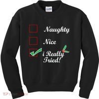Naughty Nice I Really Tried Checklist Kids Sweatshirt thumb 0