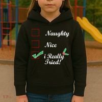 Naughty Nice I Really Tried Checklist Kids Hoodie thumb 3