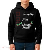 Naughty Nice I Really Tried Checklist Kids Hoodie thumb 4