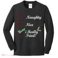 Naughty Nice I Really Tried Checklist Kids Long Sleeve Shirt thumb 0
