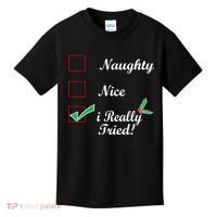 Naughty Nice I Really Tried Checklist Kids T-Shirt thumb 0