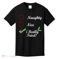 Naughty Nice I Really Tried Checklist Kids T-Shirt thumb 0